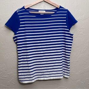 Liz Claiborne Blue And White Striped Tee Size XL